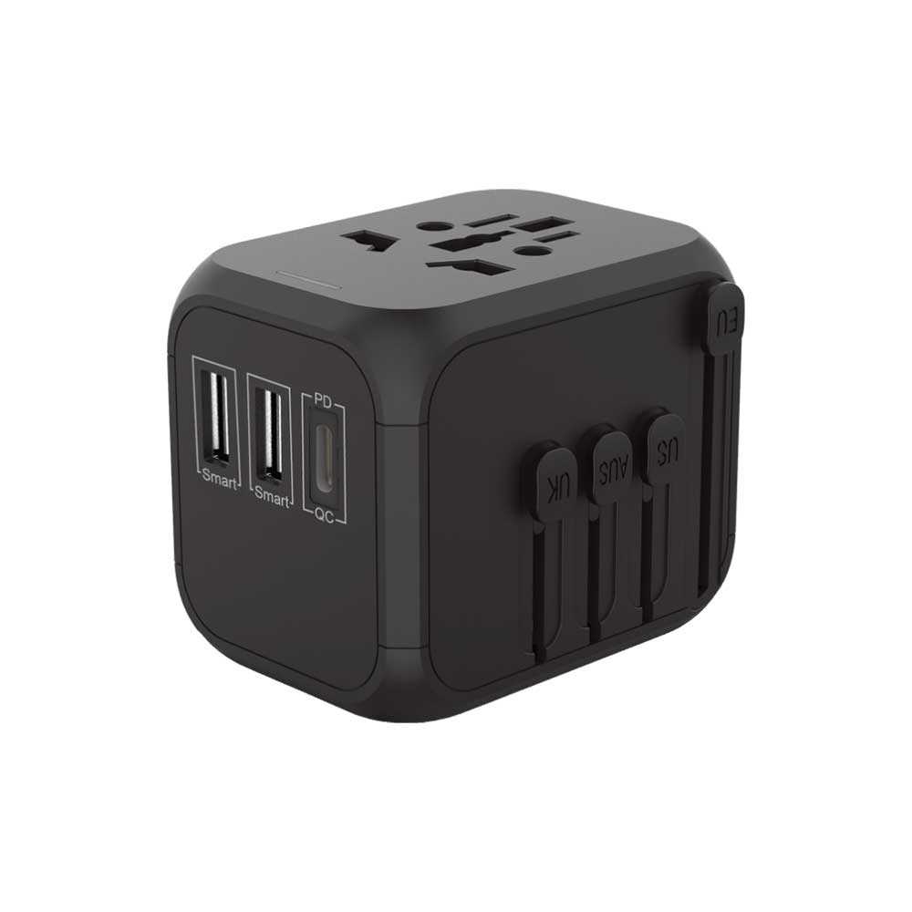 Powerology Universal Travel Adapter with Power Delivery 2.4A + PD 18W ( Black )
